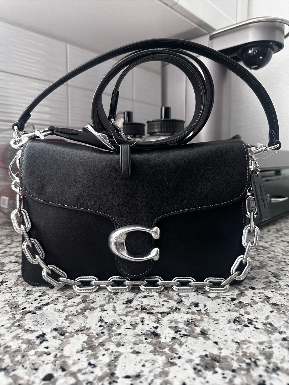 COACH | Chain Tabby Shoulder Bag (Black/Silver)